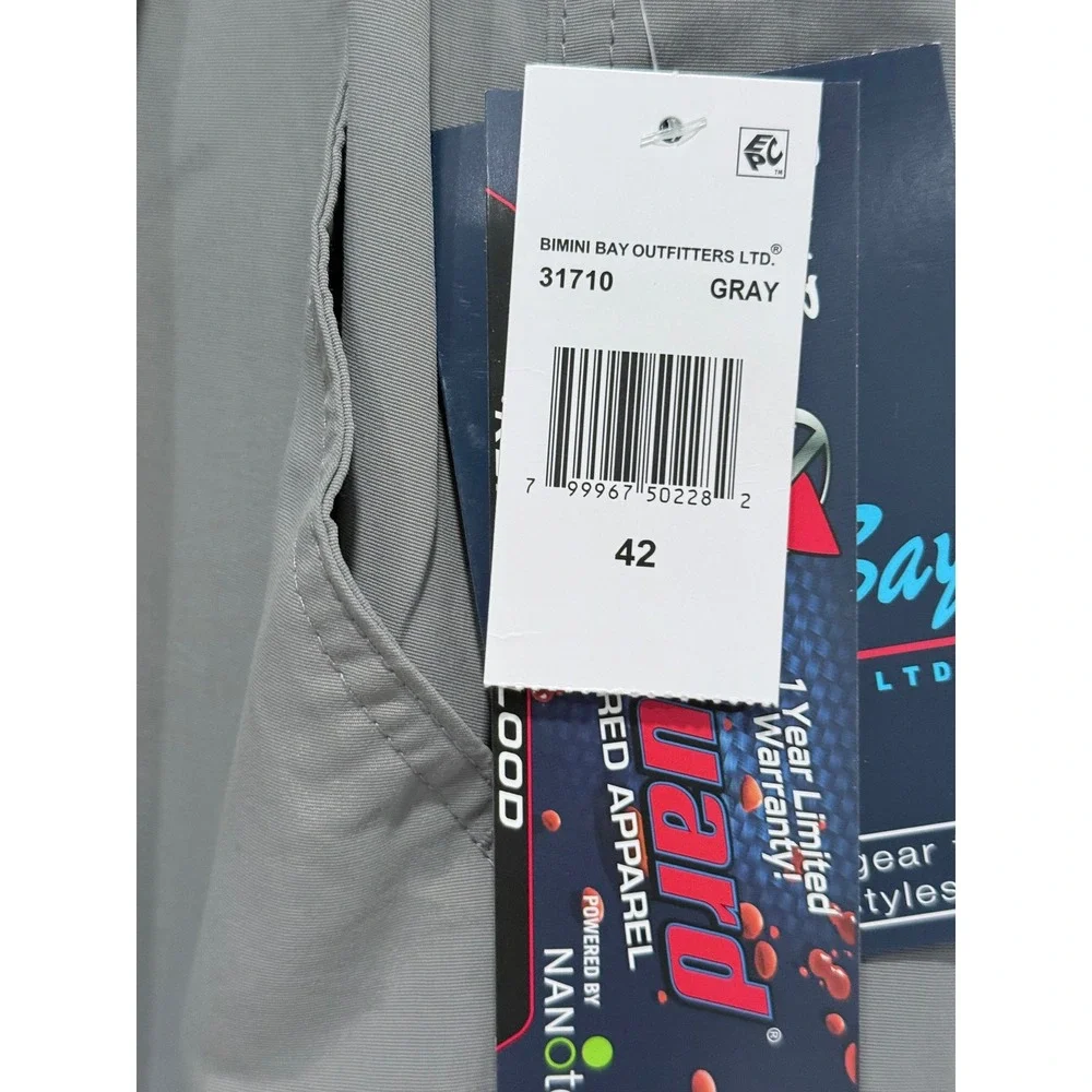 Bimini Bay Outfitters Mens 42 Gray Performance Cargo Fishing Shorts 31710 NWT